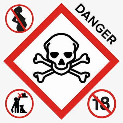 Nicotine danger warning icons